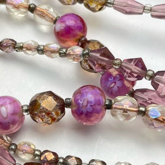 Pink Mother of Pearl Shell Pendant Multi-strand Necklace - Picture 11 of 12